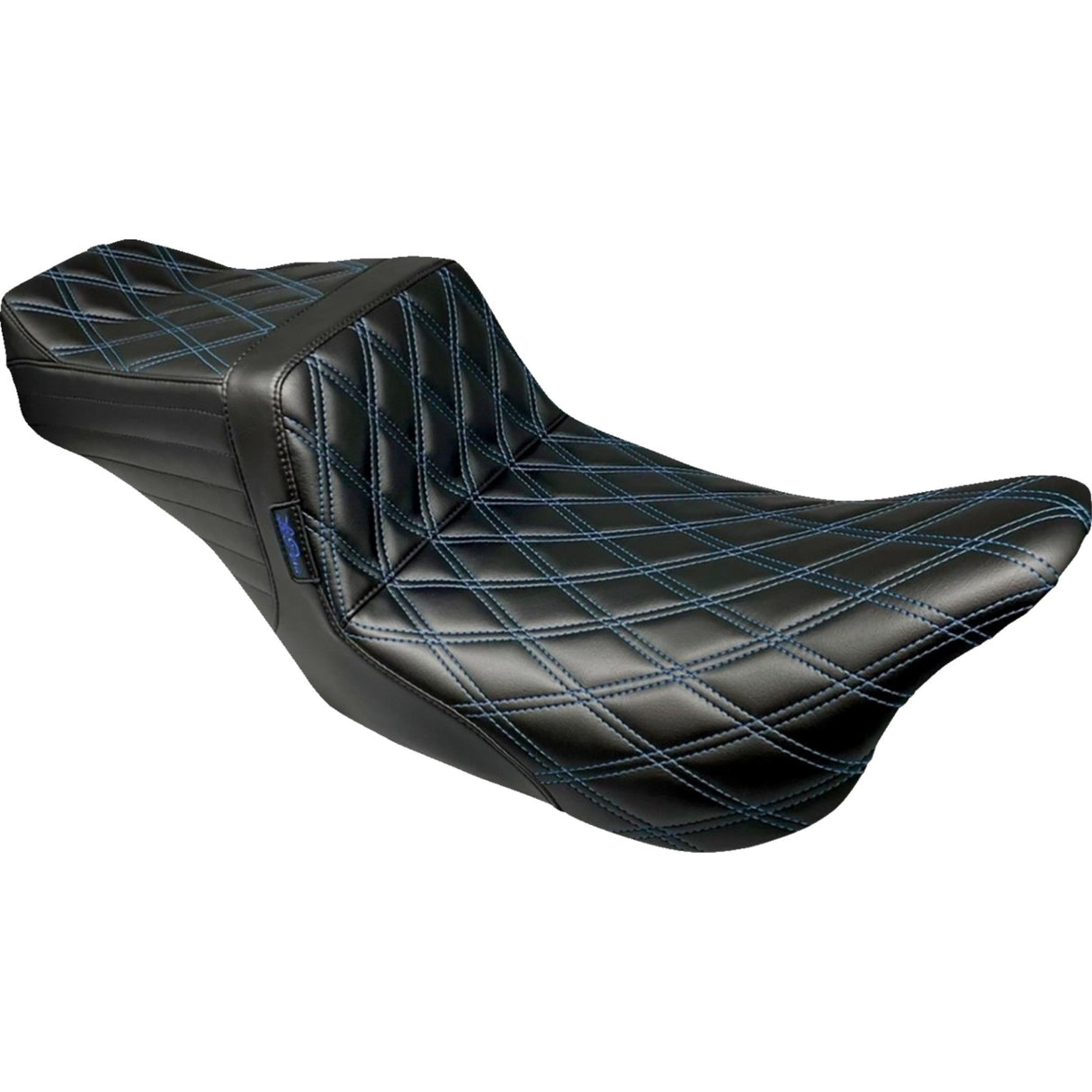 LePera Tailwhip Seat Double Diamond With Blue Thread Black - LK-587DD-BLUE For Harley Touring 2008-2024