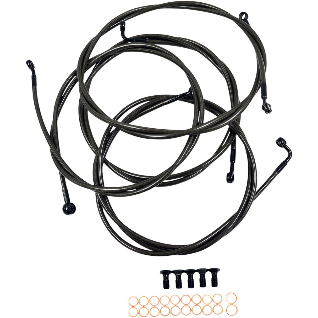 LA Choppers Standard Midnight Braided Handlebar Cable Brake Line Kit — Ape Hanger 15"-17" Ape Hangers - LA-8052KT-16M For Harley Touring 2014-2016