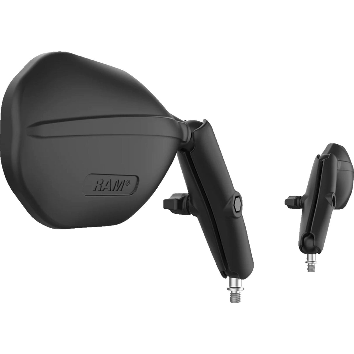 RAM MOUNTS 0640-1718 RAM-B-349-C-465RL Tough-Mirror™ Kit with M10-1.25 Bases - Long Arm Tough-Mirror™ - Side View - Oval - Black - Left/Right - Long Arm