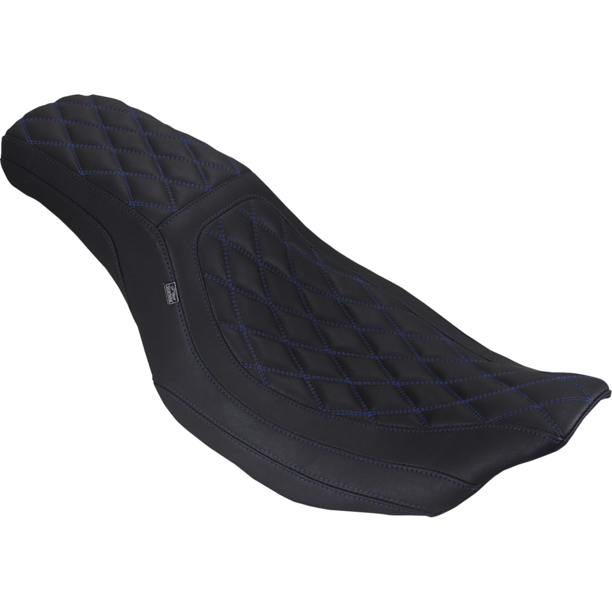 Mustang Low Squareback Seat Double Diamond Sky Blue Stitch - 88514 SB For Harley Touring 2023-2026