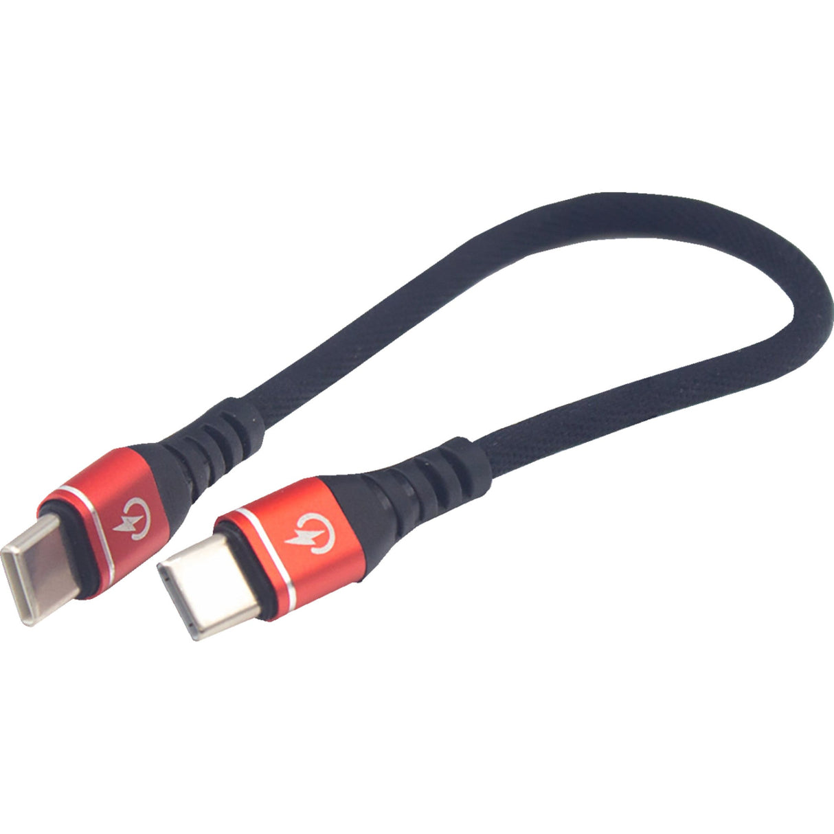 RIDEPOWER 3807-0717 RPUSBCUSBC75 7-1/2" Male USB-C to Male USB-C Heavy-Duty Rated Phone Charging Cable Male USB-C to Male USB-C Cable - Phone Charger - Heavy-Duty - 7-1/2" - Black/Red