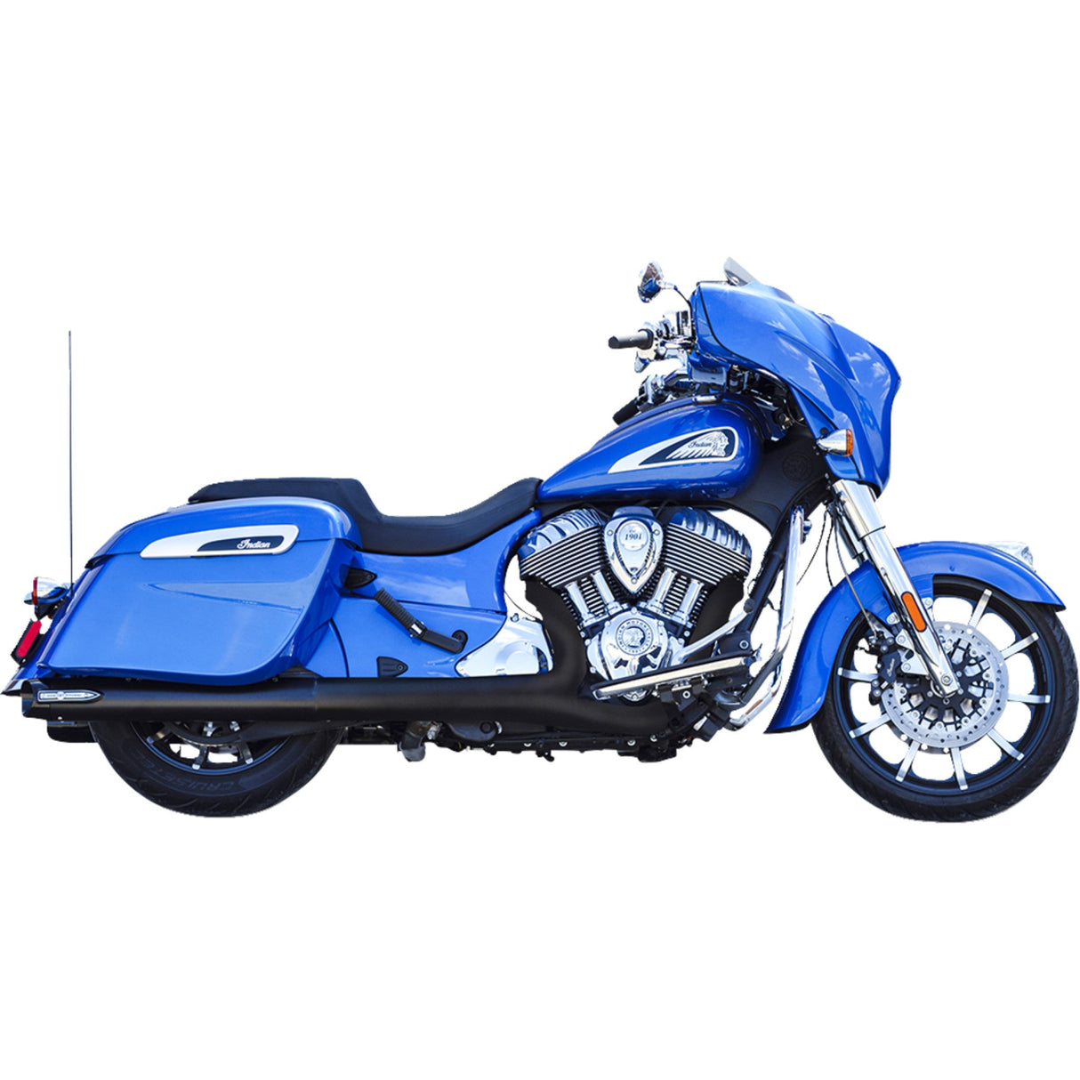 S&S Cycle 4" Broadhead Slip-On Mufflers Slash Cut Black - 550-1075 For Indian 2014-2022