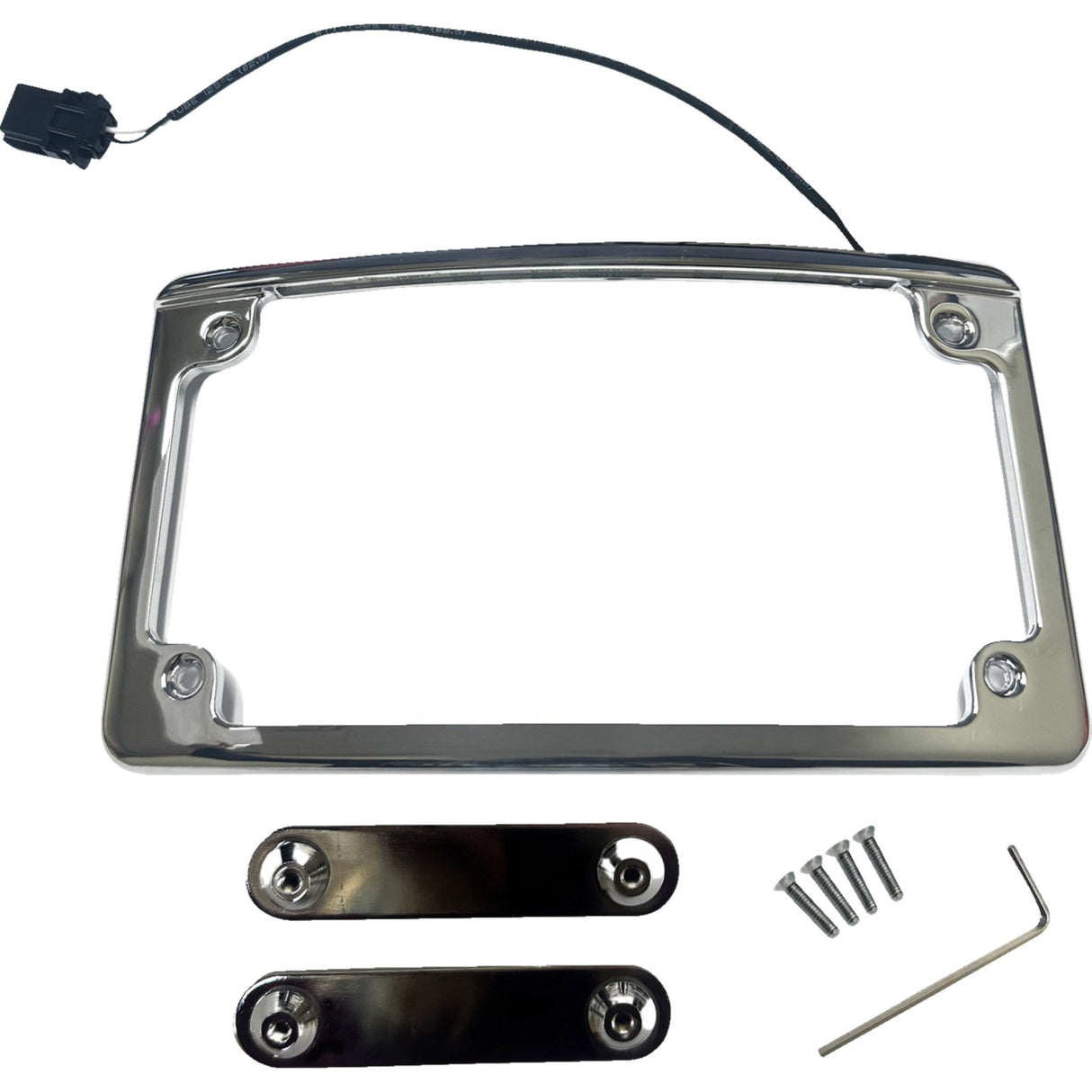 CUSTOM DYNAMICS 2030-2349 LPF-RAD-23CVO-C Illuminated Radius License Plate Frame - Lighted License Plate Frame - Chrome