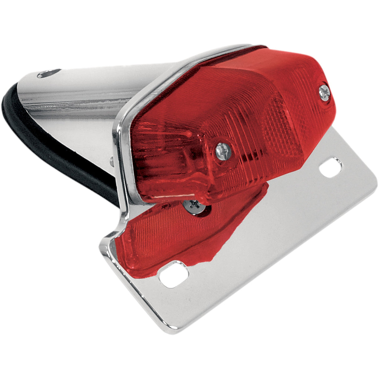 EMGO 2010-0163 62-21521 Lucas-Style Taillight with Chrome Bracket Taillight - Chrome Bracket - Red Lens