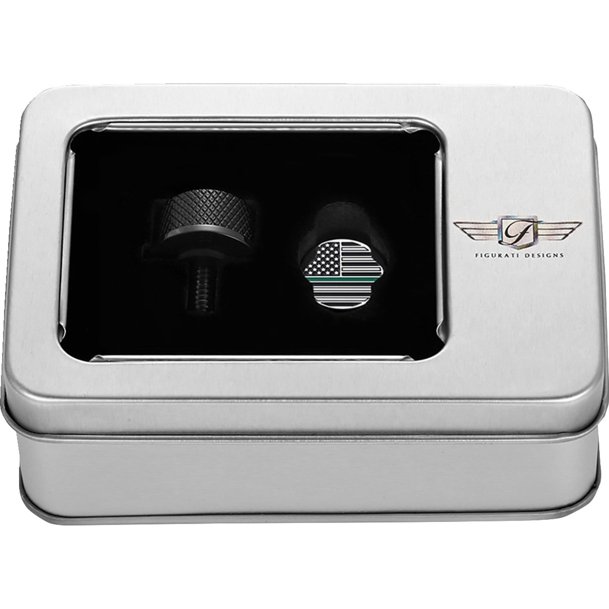 FIGURATI DESIGNS 0820-0209 FD72-SEAT KN-BK Seat Mounting Knob black - green line american flag