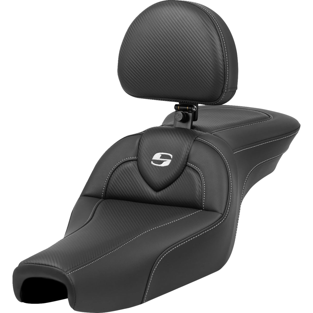 Saddlemen Roadsofa™ Standard Reach Seat With Backrest Carbon Fiber - 807-11-185BR For Harley Sportster 2004-2022 (3.3G Tank)