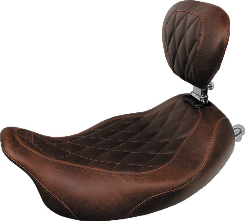 Mustang Motorcycle Mustang Rd King, Str Glide, Eagle Wide Tripper Solo Seat Brown - 79811 For Harley Touring 2008-2021