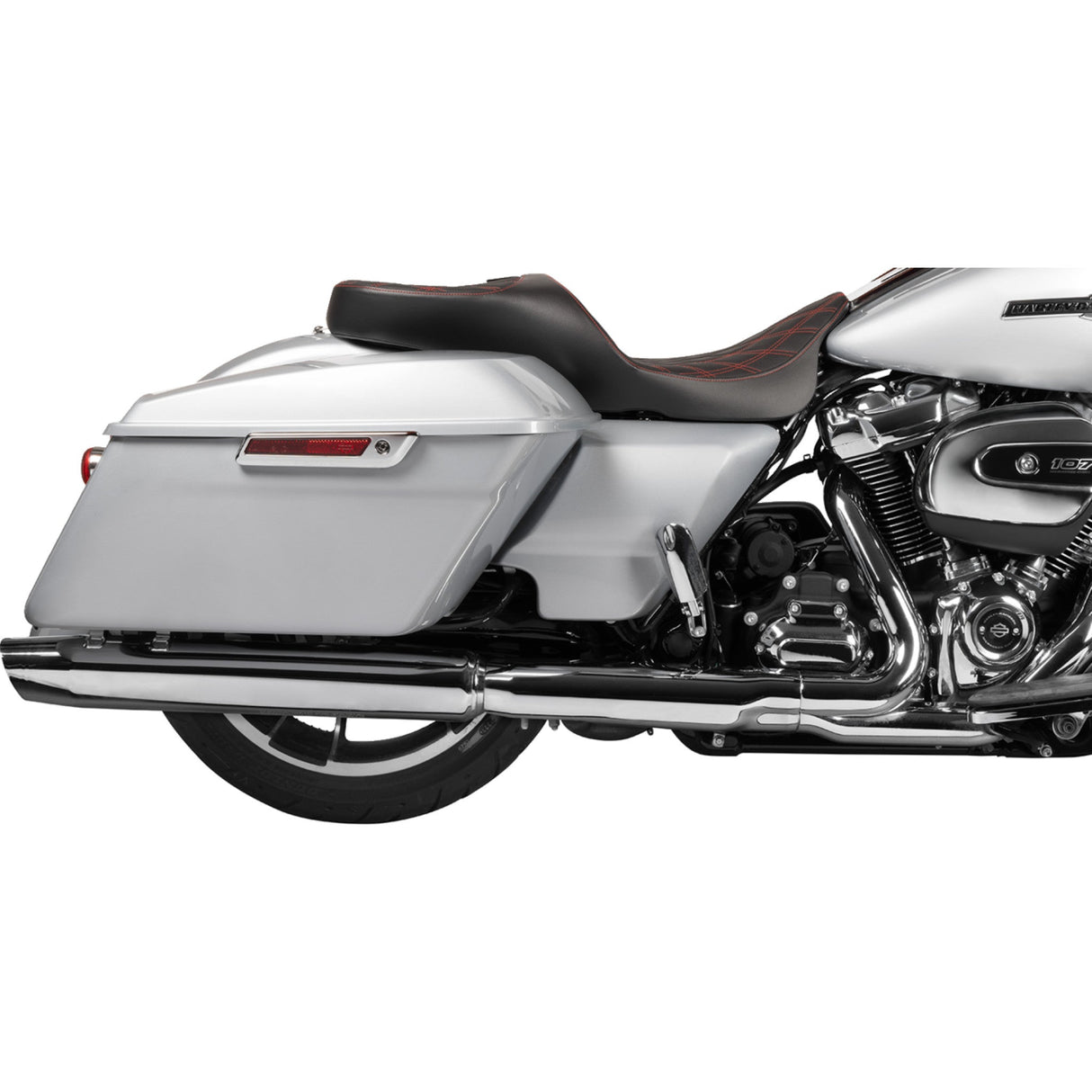 DRAG SPECIALTIES SEATS 0801-1982 Extended Reach Freedom Touring Seats Extended Reach Freedom Seat - Vinyl - Double Diamond - Red Stitch - FLT/FLH '09-'24