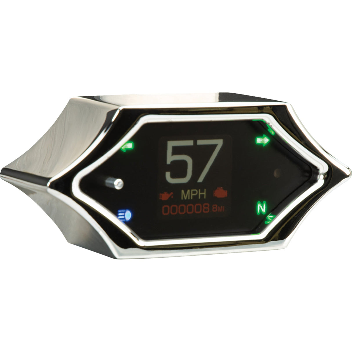 DAKOTA DIGITAL 2210-0679 MLX-5200 MLX-5000 Series Universal Gauge - Handle Bar Mount Speedometer - With Signals - Spiked - Chrome