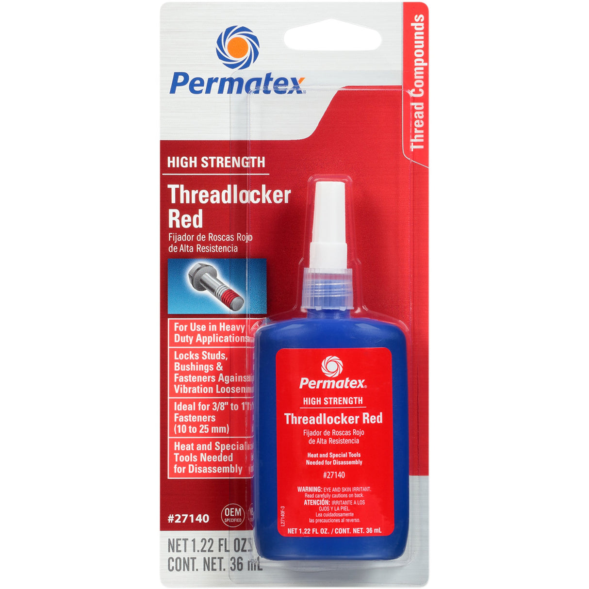PERMATEX 27140 27140 Threadlocker Red 271 Threadlocker - Red - 1.22 U.S. fl oz.