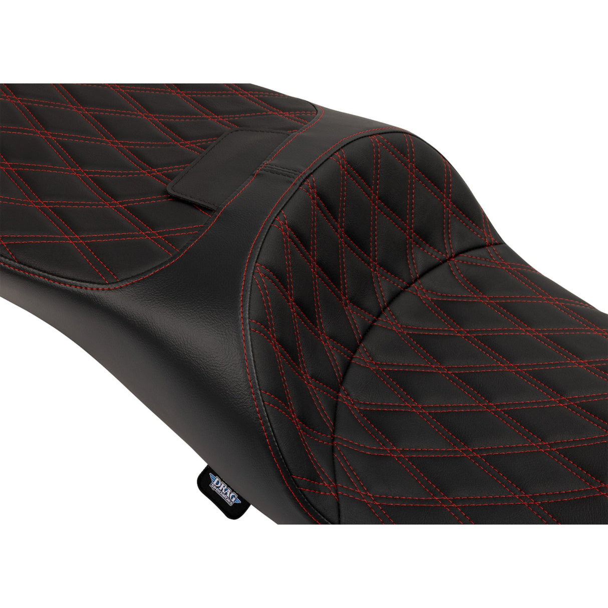 DRAG SPECIALTIES SEATS 0801-1982 Extended Reach Freedom Touring Seats Extended Reach Freedom Seat - Vinyl - Double Diamond - Red Stitch - FLT/FLH '09-'24