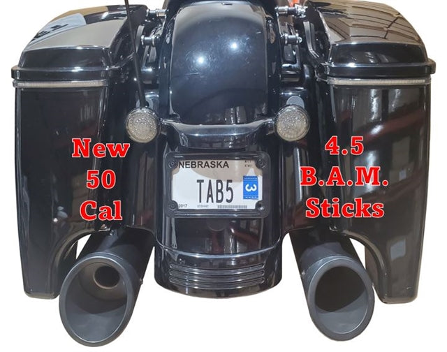 Tab Performance 50 Cal (5") Slip-On Mufflers | Black - 2017-Up, Black Straight Tips, No Baffles 121-2299-2017-UP-B2-NB