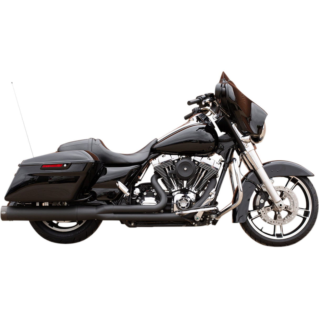 S&S Cycle 2-Into-1 Sidewinder® Exhaust System FL Black Ceramic - 550-0777 For Harley Touring 1995-2016