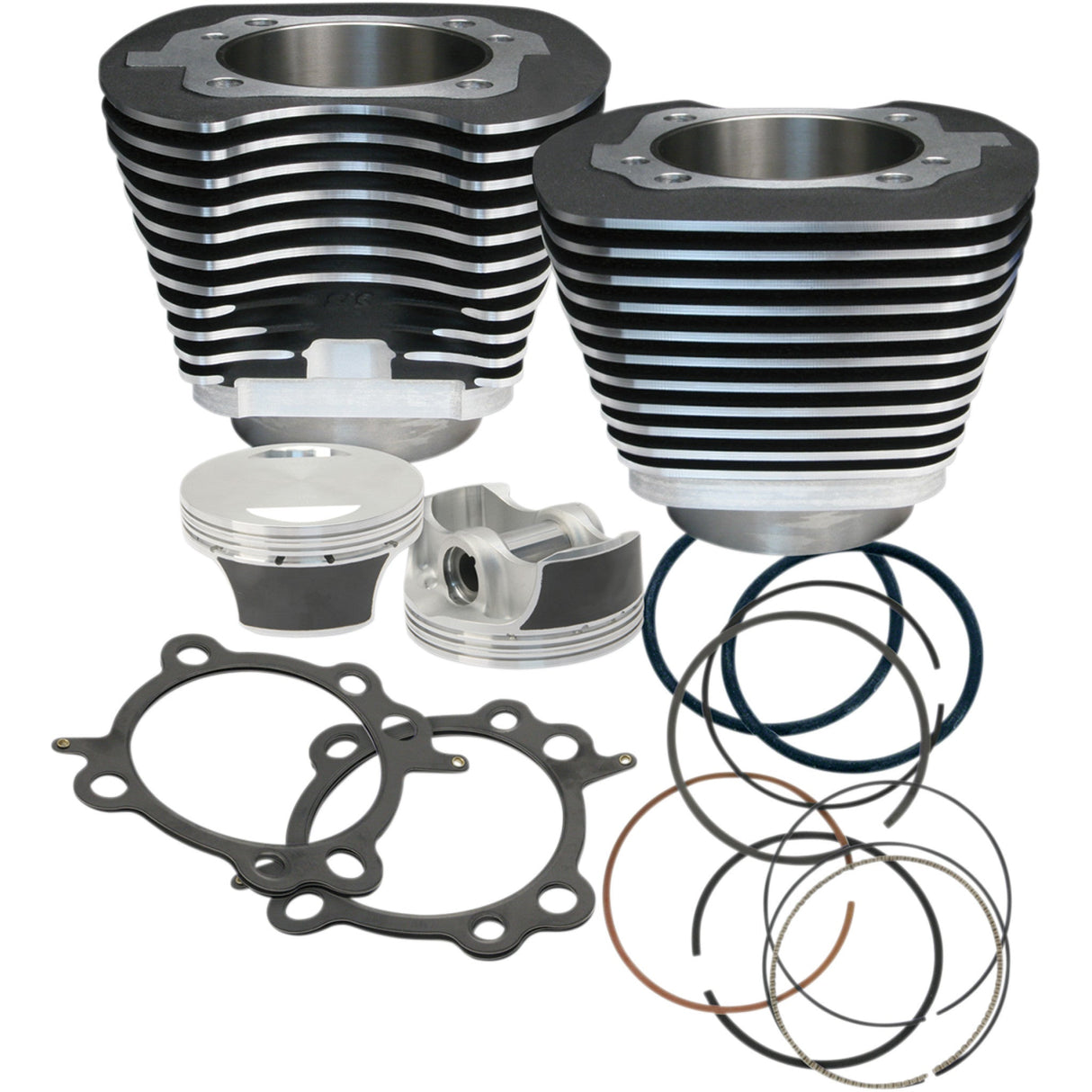 S&S Cycle Big Bore Cylinder Kit Wrinkle Black Twin Cam - 910-0206 For Harley Motorcycles 2007-2017