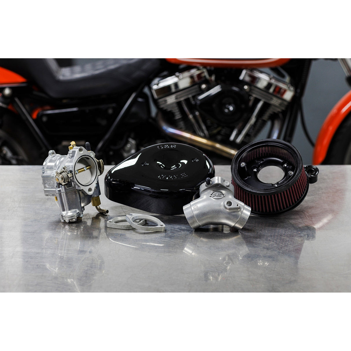 S&S CYCLE 1001-0086 110-0146 Super E Carburetor with Stealth Air Cleaner Kit - Gloss Black - Evolution Big Twin