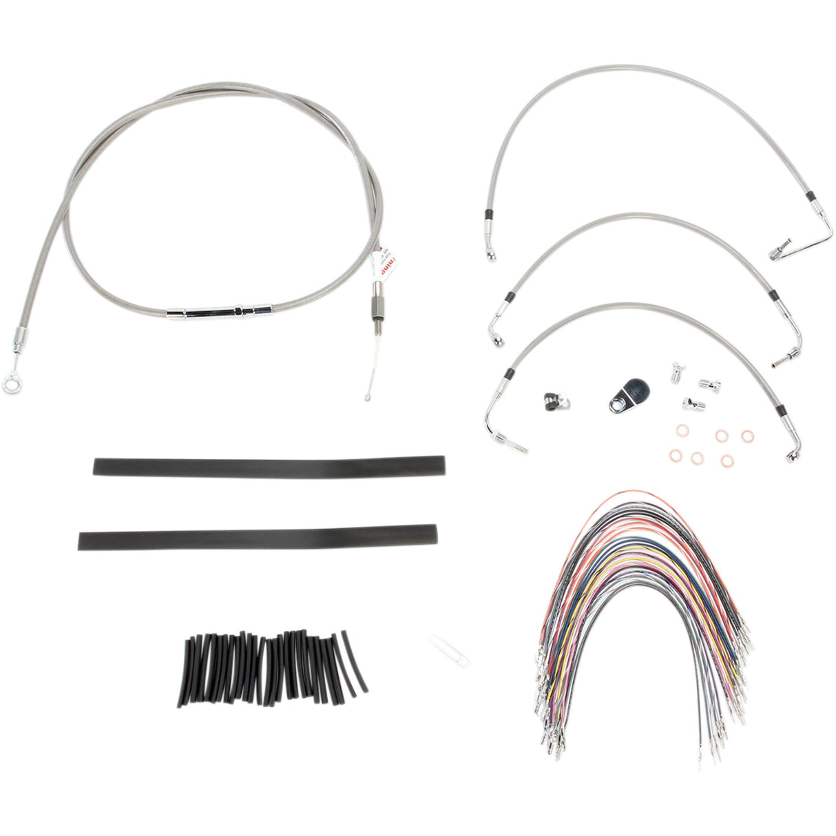 Burly Brand Complete Stainless Braided Handlebar Cable Brake Line Kit - B30-1103 For Harley Touring 2008-2013