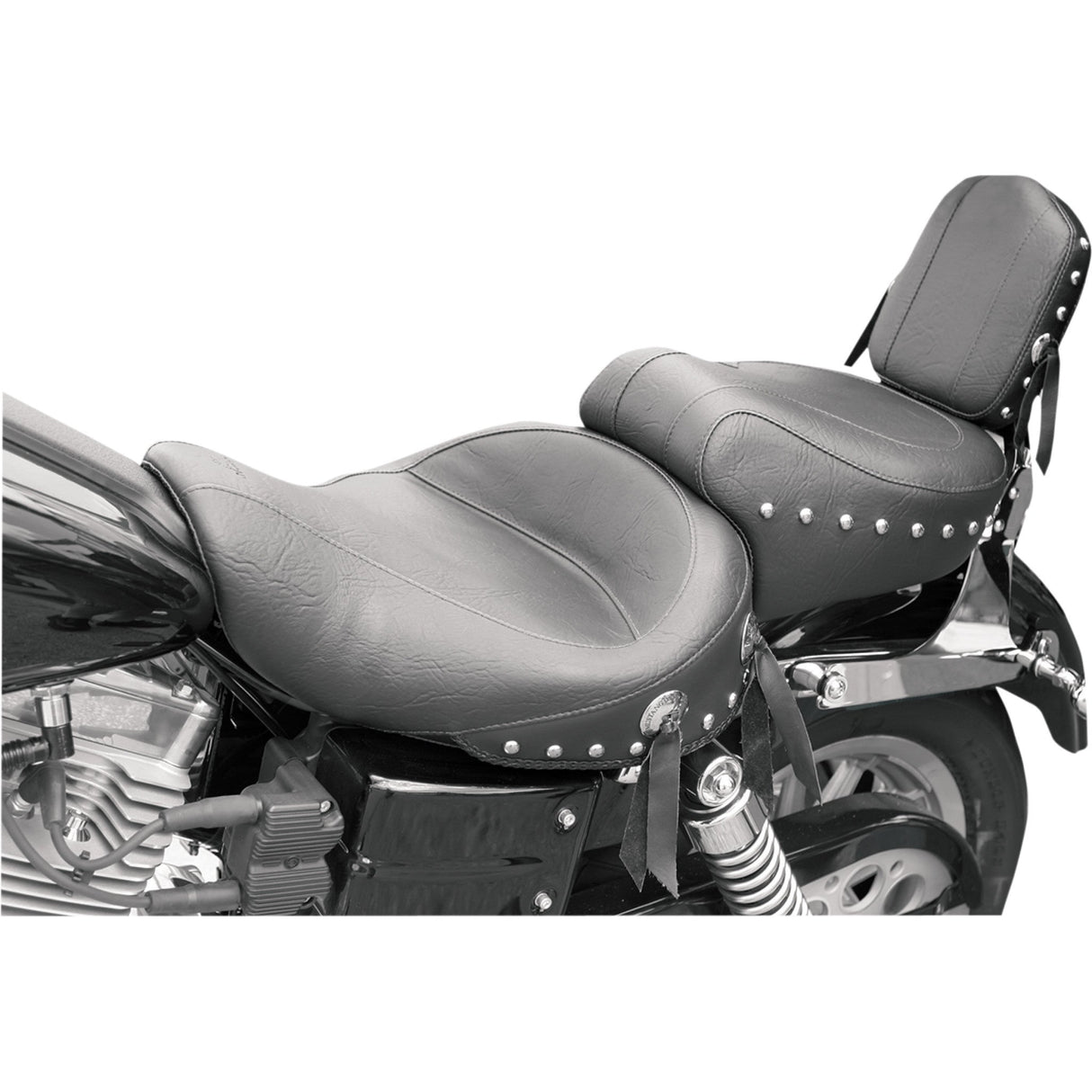 Mustang Studded 2-Up Seat - 75530 For Harley Dyna 1996-2003