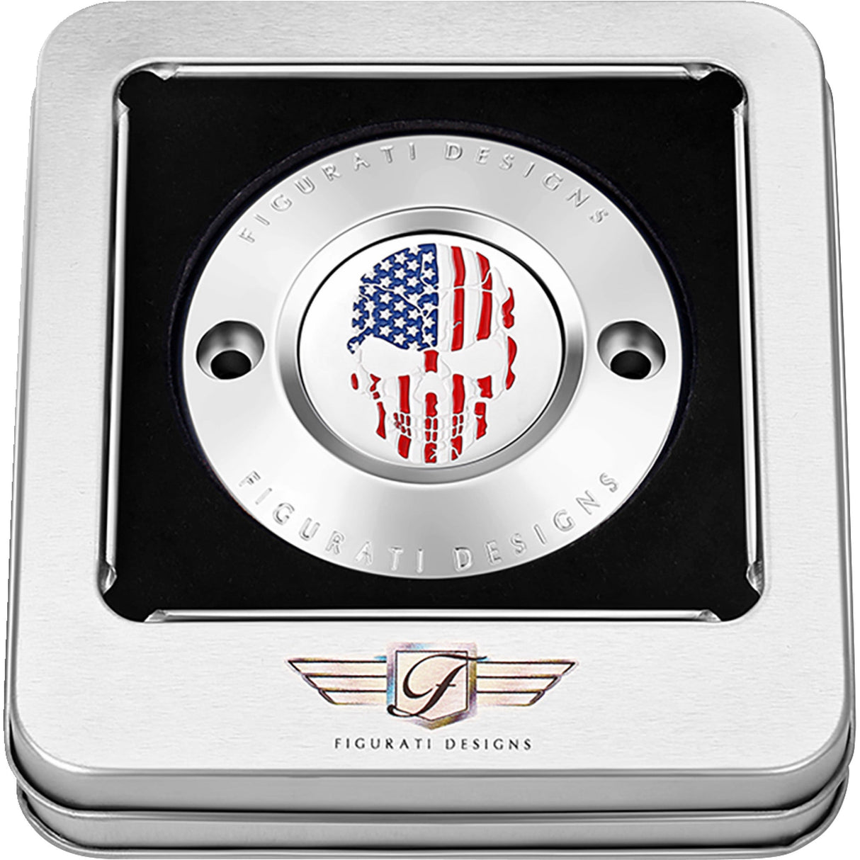 FIGURATI DESIGNS 0940-2064 FD24-TC-2H-SS Timing Cover 2 hole - skull - stainless steel