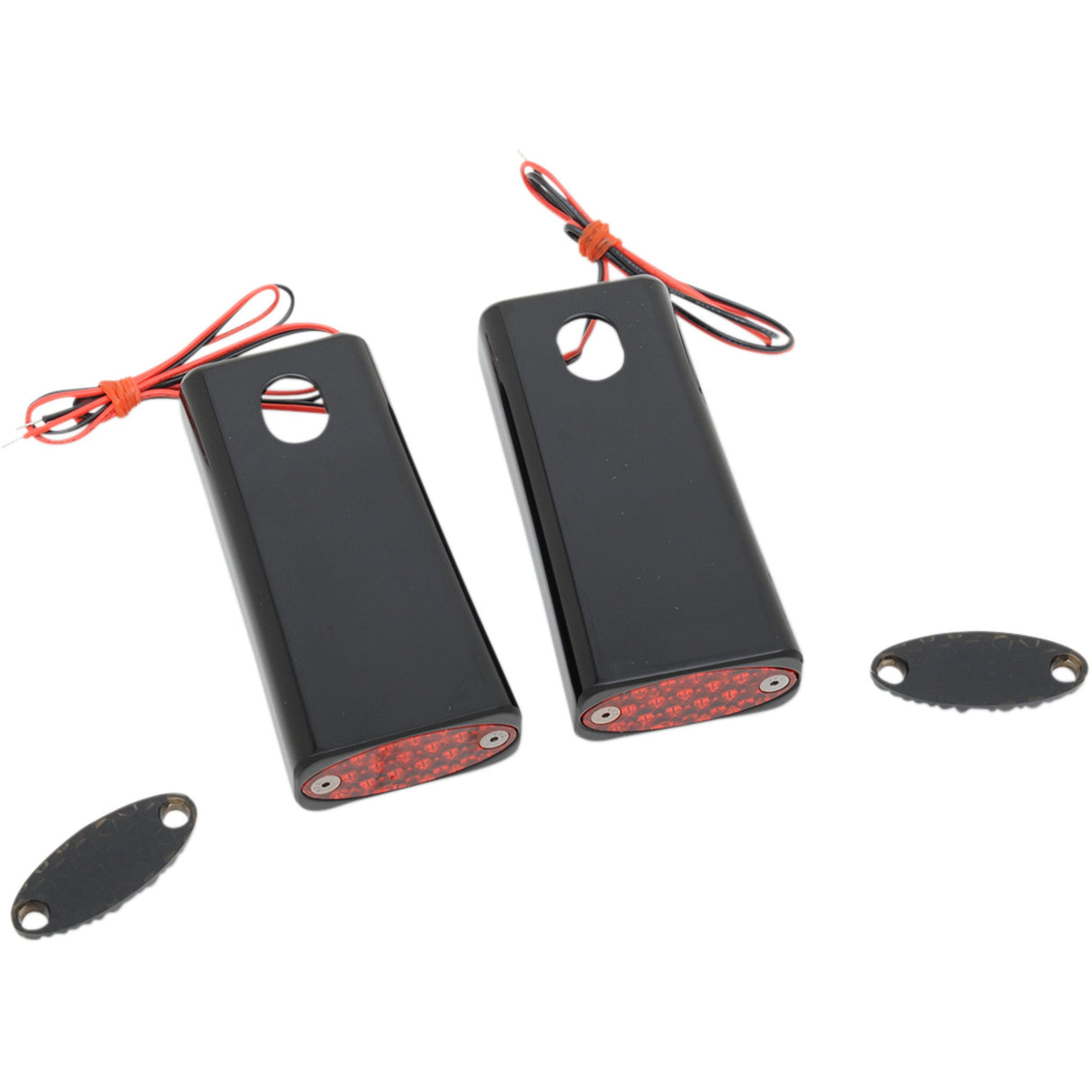PRO-ONE Perf.mfg. Fender Strut LED Marker Lights Black Red - 909108BR For Harley 1984-2017