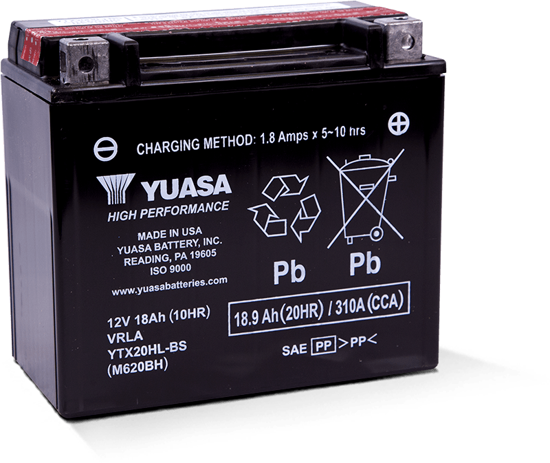Yuasa Battery YTX20HL-BS High Performance AGM Battery W Bottle - YUAM620BH For Victory Motorcycles 2003-2017 | Harley 1991-2016