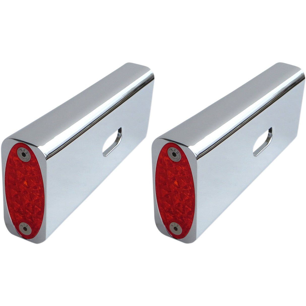 PRO-ONE Perf.mfg. Fender Strut LED Marker Lights Chrome Red - 909108R For Harley 1984-2017