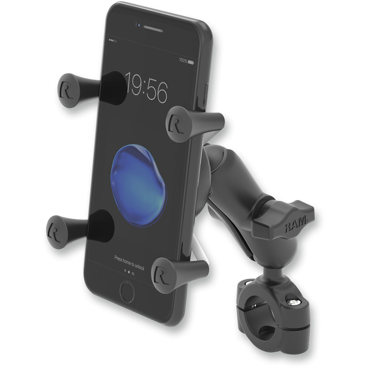 RAM MOUNTS 0636-0118 RAMB408751-UN7U Torque™ Handlebar Rail Base Device Mount - X-Grip™ - Torque™ - 3/4" - 1"
