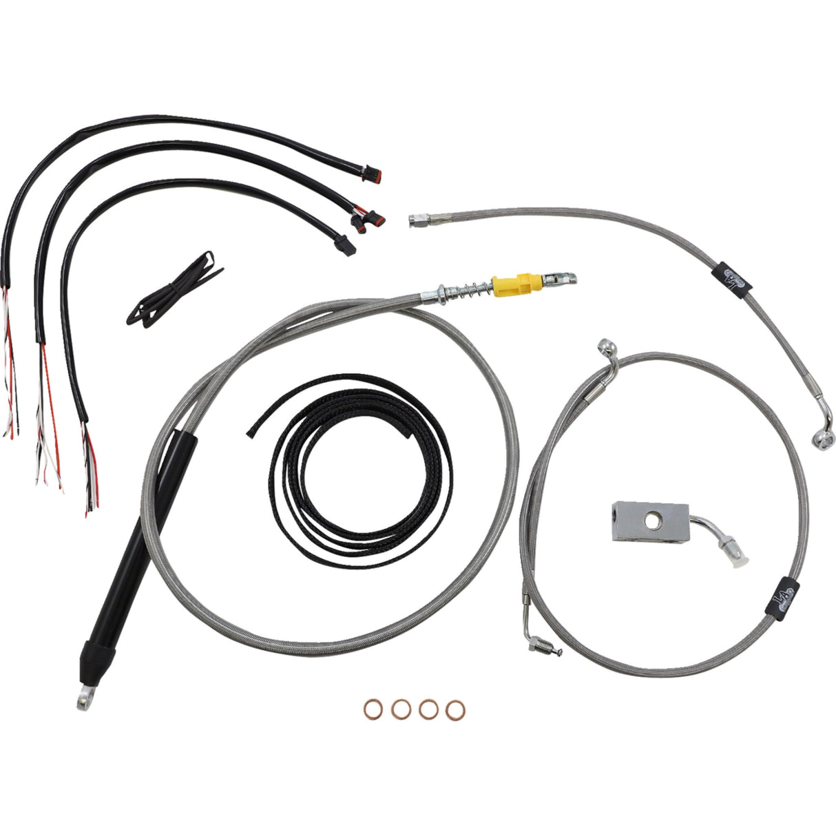 LA Choppers Complete Stainless Braided Handlebar Cable Brake Line Kit — Cable Kit 18"-20" Handlebars - LA-8155KT2-19 For Harley Softail 2018-2022