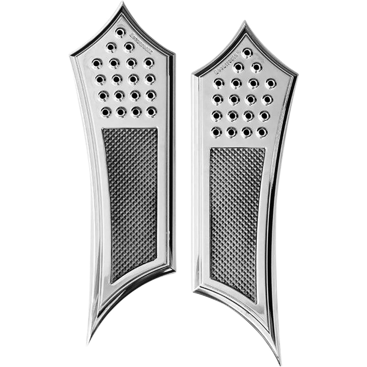 Accutronix Front Floorboards Extended Chrome Knurled - FBF01-KDIC For Harley Motorcycles 1984-2026