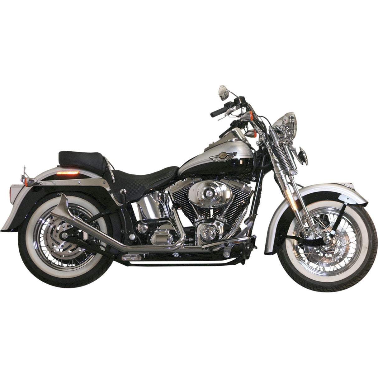 Paughco Fishtail Duals 2-Into-2 Exhaust System - 726SBS For Harley Softail 2000-2017