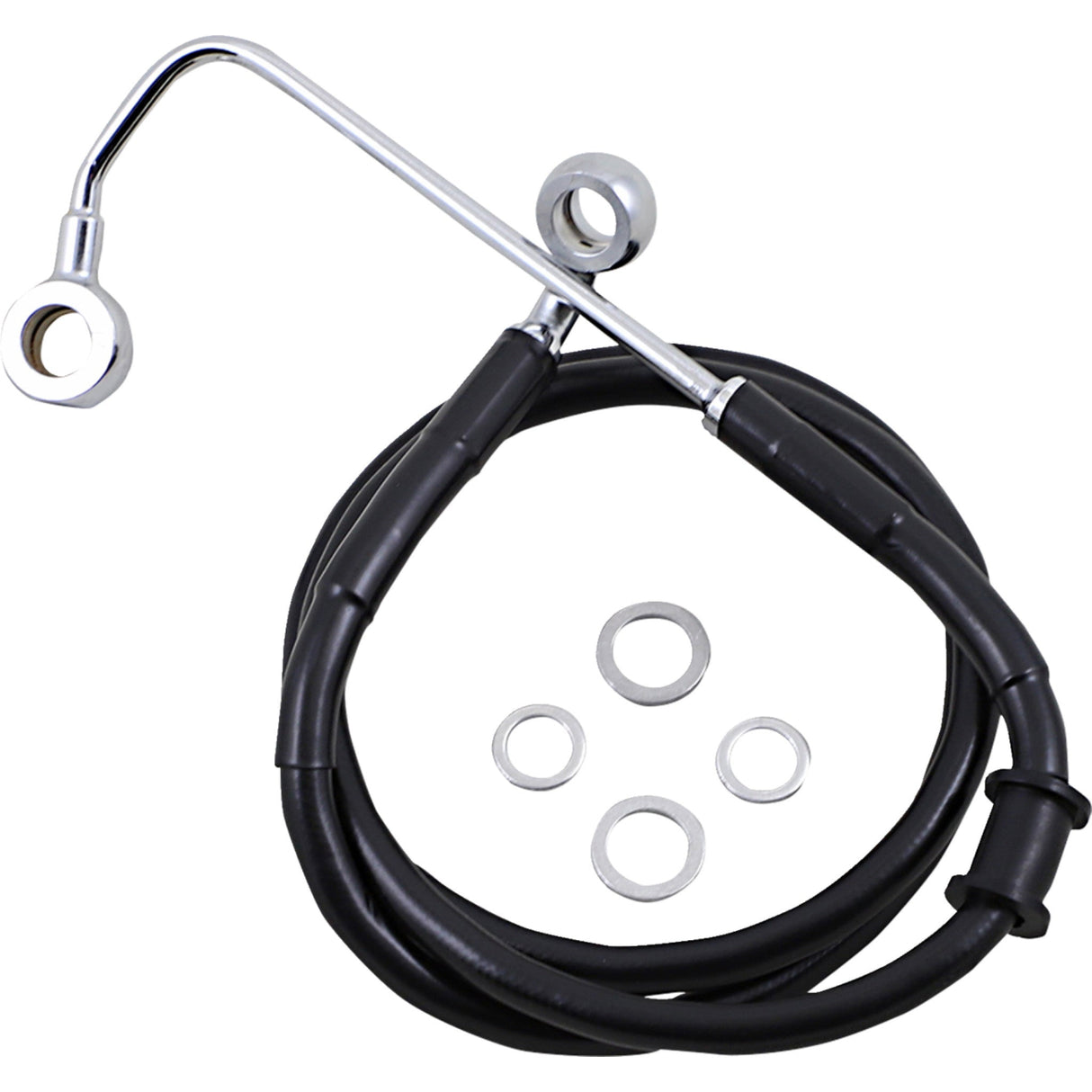 Drag Specialties Extended Length Stainless Steel Brake Line +10" Black For Harley Softail 2015-2017