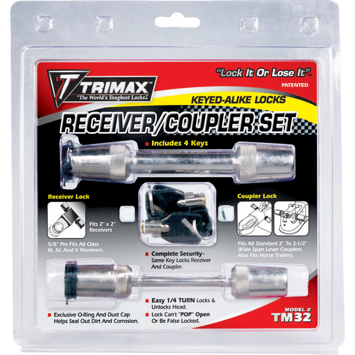 TRIMAX 4010-0045 TM32 Premium Coupler and Receiver Lock Set Coupler and Receiver Lock - 2-1/2"