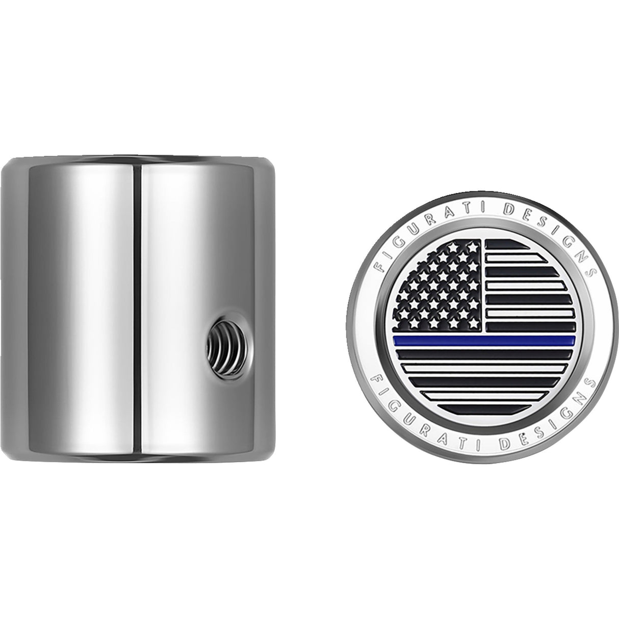 Figurati Designs Heel-Toe Shifter Cover Blue Line American Flag Stainless Steel - FD70-HTSC-SS For Harley Motorcycles 1982-2022