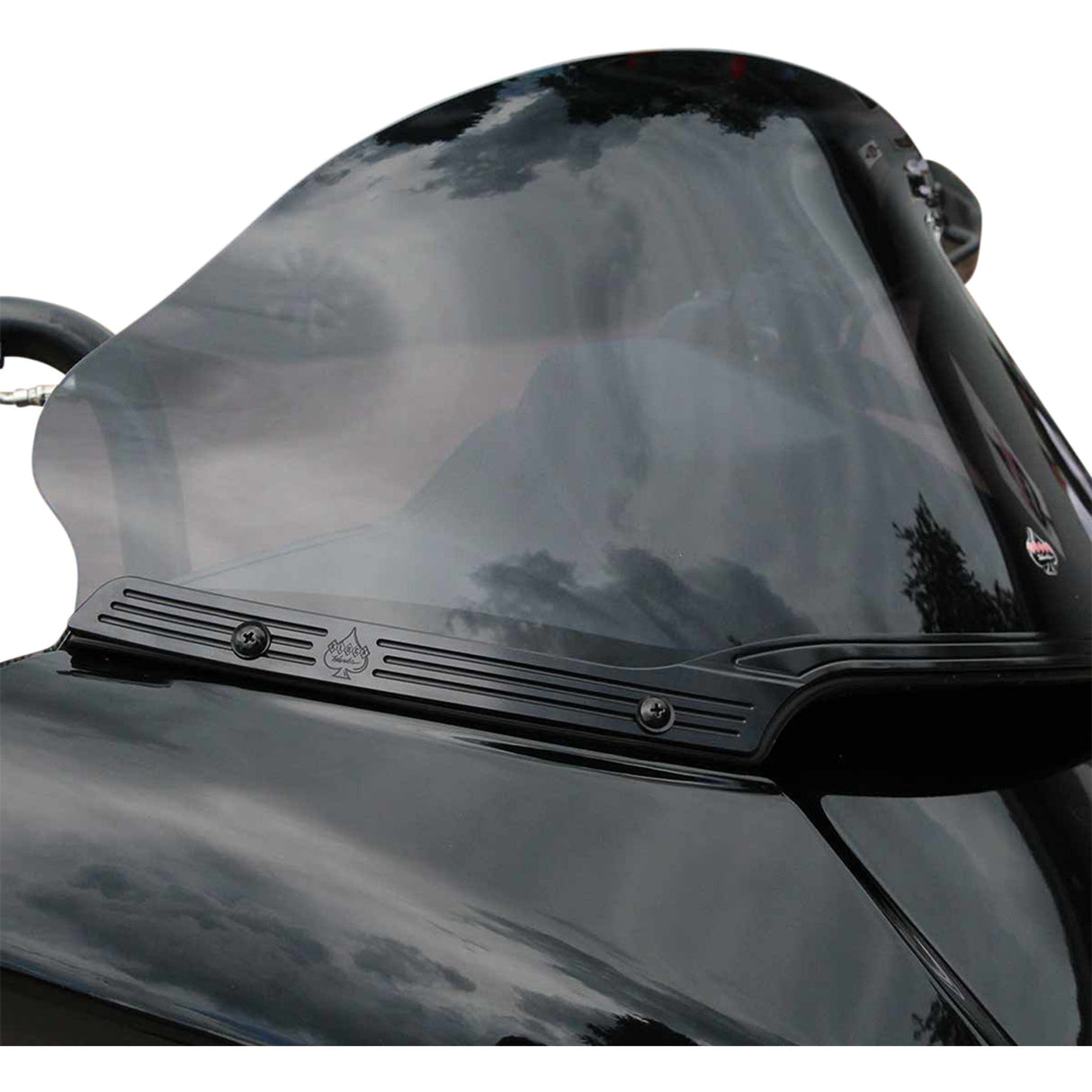 Klock Werks Flare® Series Windshield Trim Logo Blacked Out - KWW-01-0582 For Harley Road Glide 2015-2025