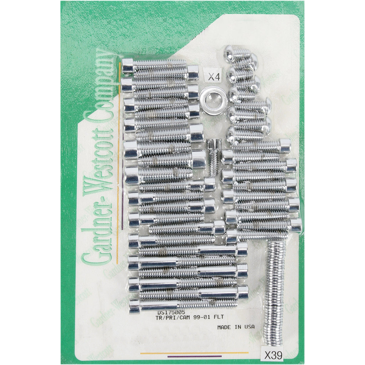 Gardner-Westcott Side Cover Bolt Kit Socket-Head Chrome - P-10-17-01 For Harley Touring 1999-2006