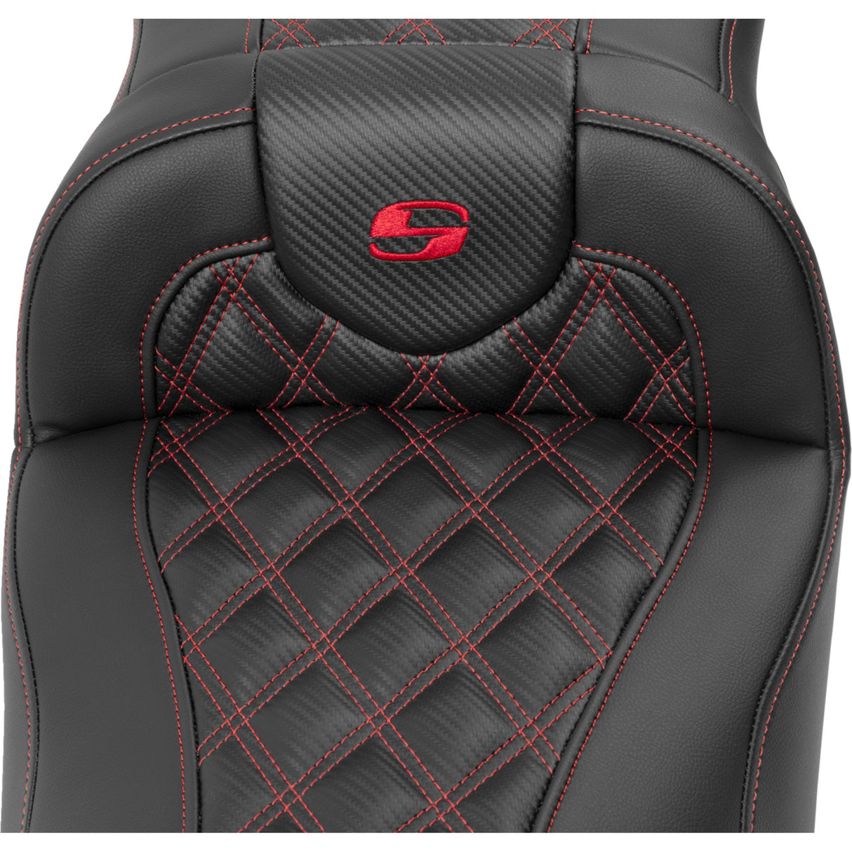 Saddlemen Roadsofa™ Extended Reach Seat Without Backrest Lattice Stitch Red Stitch - 823-07-20704 For Harley Touring 2023-2026