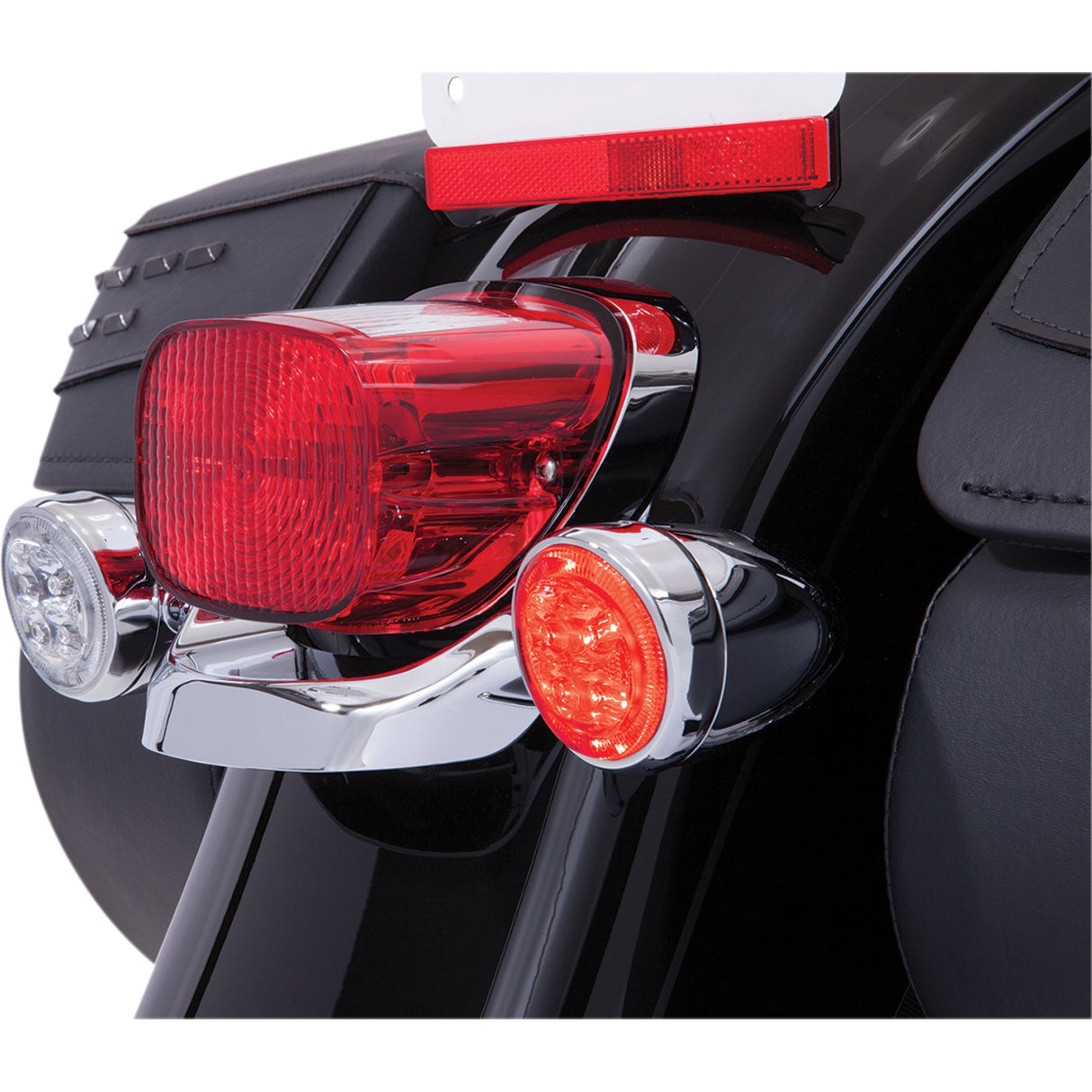 Ciro Fang® Rear Turn Signal Light Inserts Red LED Chrome - 45501 For Harley Motorcycles 1957-2026