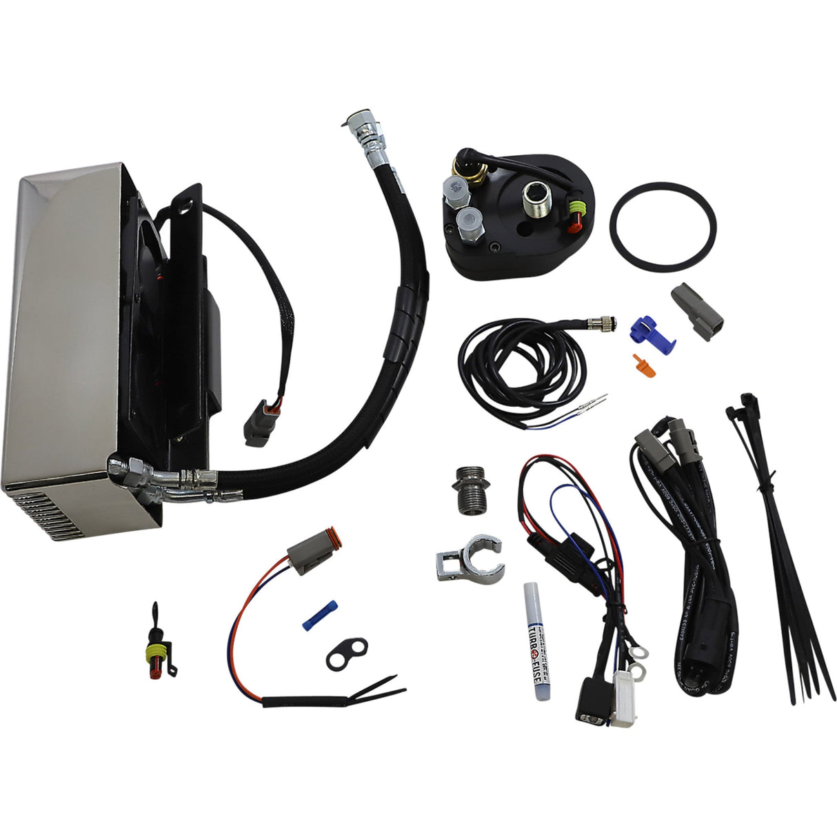 ULTRACOOL 0713-0149 RF-2SS 3.0 Below Regulator Mount Oil Cooler with Fan Kit Oil Cooler Kit - Chrome - Touring