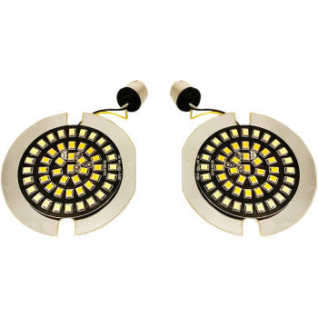 Drag Specialties Front Dual Ring Turn Signal Inserts White Amber For Harley Motorcycles 2007-2019