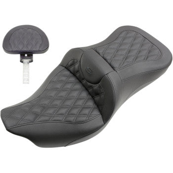 Saddlemen Roadsofa™ Trike Seat Full Lattice Stitch With Backrest Black - 808-07B-182TBR For Harley Touring 2008-2025