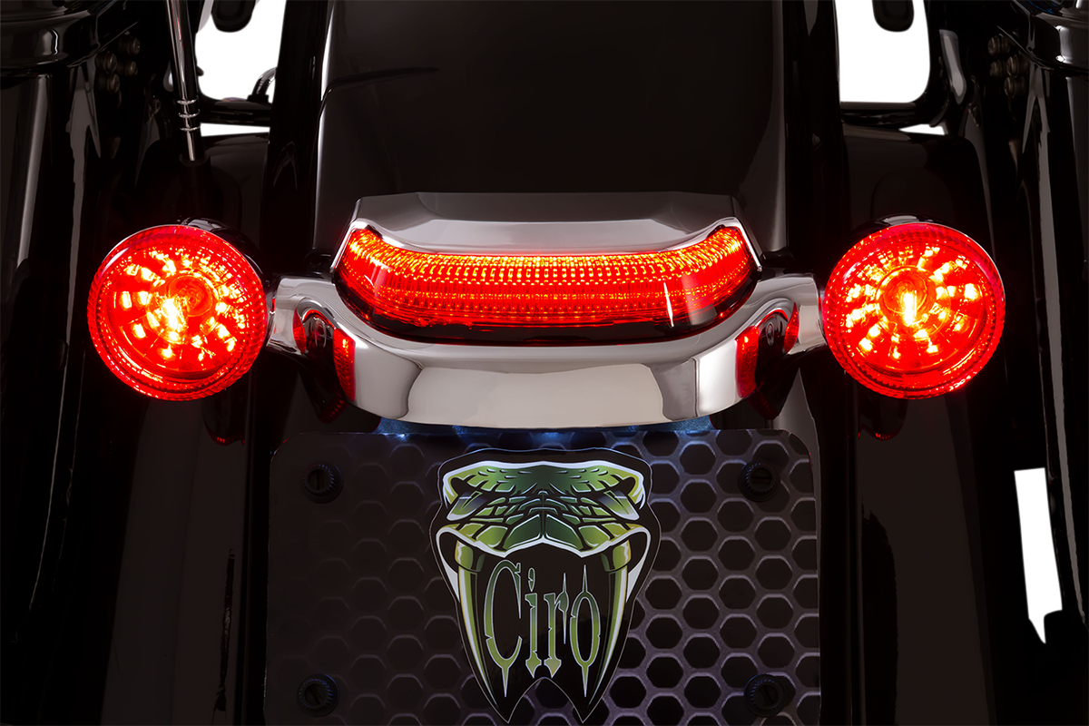 Ciro Crown Taillight With Lightstrike™ Technology Red Lens Chrome - 40173 For Harley Touring 2006-2026