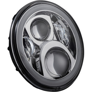 Custom Dynamics 7" Halo Headlamp With Touring Adapter 7" LED Chrome - CD-7-14-C For Harley Motorcycles 1984-2026