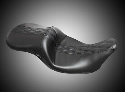 LePera Maverick Seat Without Backrest HR Black Inlay Double Diamond Black - LK-957HR2 For Harley Touring 2008-2023