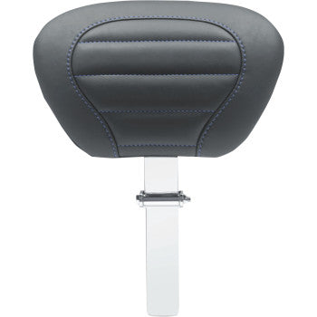 Mustang Deluxe Touring Driver Backrest Black With Sky Blue Stitching - 79012SB For Harley Touring 2008-2025