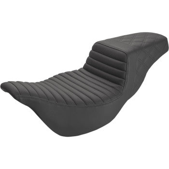 Saddlemen Extended Reach Step-Up Seats Front Tuck-N-Roll Rear Lattice Stitch Black - 808-07B-176E For Harley Touring 2008-2025