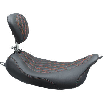 Mustang Wide Tripper™ Solo Seat With Removable Driver Backrest With Drivers Backrest Black With American - 79727AB For Harley Touring 2008-2025