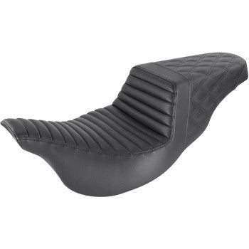 Saddlemen Step-Up Seat — Rear Lattice Stitch Front Tuck-N-Roll Black - 808-07B-176 For Harley Touring 2008-2025