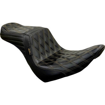 LePera Tailwhip Seat Diamond With Chestnut Stitching Black - LYR-580DD-CHET For Harley Softail 2018-2023