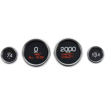 Dakota Digital Four-Gauge MLX Series Kit Chrome Bezel - MLX-8404 For Harley Touring 2004-2013