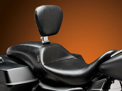 LePera Outcast Seat Full-Length With Backrest Smooth Black - LK-987BR For Harley Touring 2008-2023