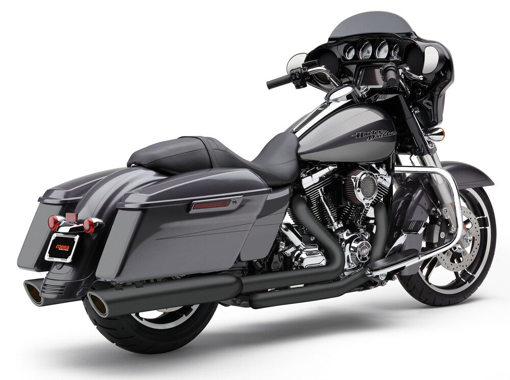Cobra 909-Twins 4" Slip-ONS Black FLH FLT - 6108RB For Harley Touring 2017-2026